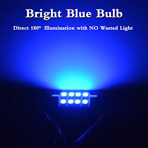 LEDKINGDOMUS 20 Pcs 42mm 8SMD Festoon LED Bulb Interior Map Dome Lights Bulbs 211-2 578 (Blue)