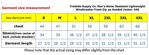 Trailside Supply Co. Men's Water Resistant Lightweight Windbreaker Front-Zip up Hooded Jacket Navy Large