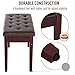HOMCOM Piano Bench, Duet Piano Chair with Faux Leather Padded Cushion and Wooden Frame, Button Tufted Keyboard Bench, Brown