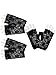 BBTO 3 Pairs 80s Lace Fingerless Gloves Costume Gloves for Christmas Accessory (Black)