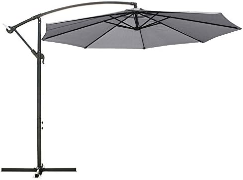 Heredeco 10 Feet Deluxe Patio Cantilever Umbrella Outdoor Garden Market Parasol Banana Hanging Offset Sunshade Gray Amazon Ca Patio Lawn Garden