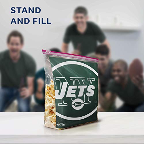 ZIPLOC SLIDER STORAGE GALLON BAG, GREAT FOR GRAB-AND-GO SNACKING, TAILGATING OR HOMEGATING, 20 COUNT- NFL NEW YORK JETS