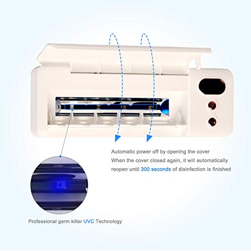 Toothbrush Holder Sanitizer, USB Charging Toothbrush Holder Wall Mounted Bathroom 4pcs Led Chips Toothbrush Box with Led Flashlight, Light Sterilizer for Razor Shaver Toothbrush Holder