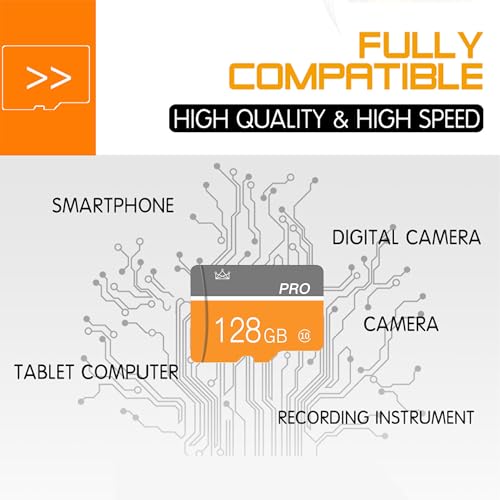 128GB Memory Card, Micro Memory Card with Adapter Class 10 High Speed for Camera, Smartphone, Tablet 2-Pack