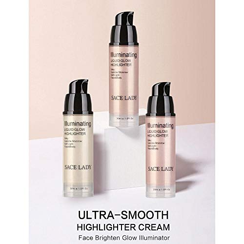 Liquid Highlighter, LEEGOAL Waterproof Smooth Shimmer Face Body Glow Liquid Highlighter, Illuminator Makeup for Face Lip Body Contour Makeup