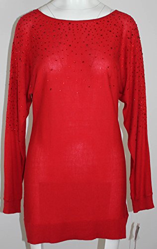 INC Womens Embellished Knit Pullover Sweater Red M