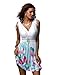 Jinhuanshow Women's Low Cut Floral Printed Above Knee Sleeveless Summer Dresses