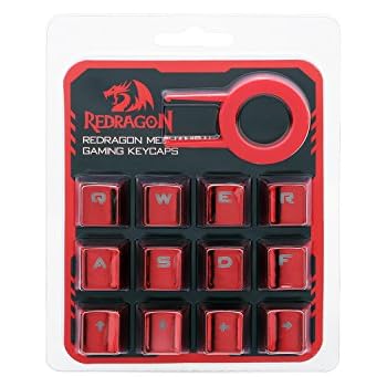 Redragon A103R 12 Keys Double Shot Injection Backlit Metallic Electroplated Red Color Keycaps for Mechanical Switch Keyboards with Key Puller