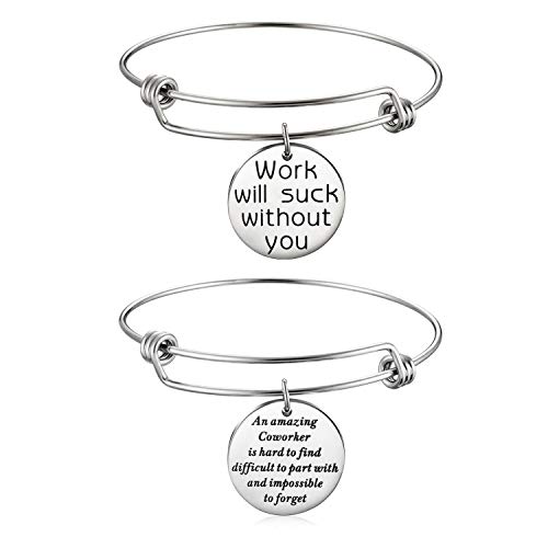 Coworker Leaving Gifts for Women Colleague Boss Goodbye Farewell Gifts Going Away Thank You Bangle Bracelet for Women