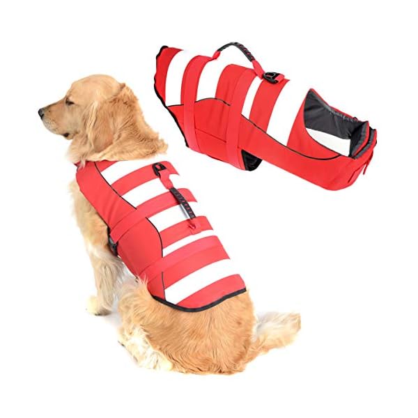 Fragralley High Visibility Dog Life Jacket Safety Vests for Swimming