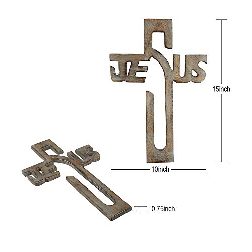Wooden Wall Cross Long Hanging French Cross Hand Carved Antique Design Religious Altar Home Living Room Decor Accessory