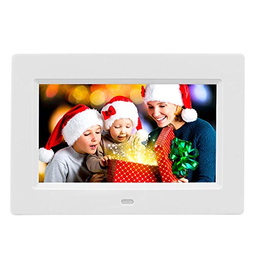 7 Inch Digital Photo Frame Digital Picture Frame HD IPS Display Full View Angle Electronic Photo Frame Video Music Playback with USB SD Card Slots Calendar/Time/Alarm Remote Control