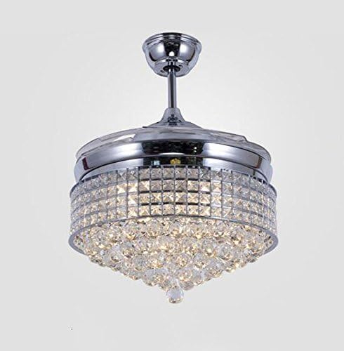 Huston Fan Indoor 42 Inches Ceiling Fan With Lights Restaurant Led Crystal Balls Retractable Remote Control Living Room Modern Simple Mute Chandeliers