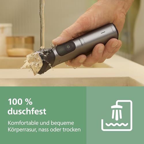 PHILIPS Multigroom Series 9000 All-in-One 19-teiliger Barttrimmer und Haarschneider + OneBlade-Trimmer - Komplettes Pflegeset für Gesicht, Kopf & Körper, 27 Längeneinstellungen (0,2-20 mm), MG9556/15 9