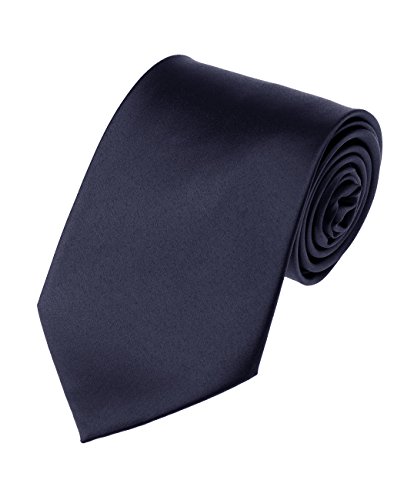 Men's Solid Color Extra Long XL Necktie, Navy Blue