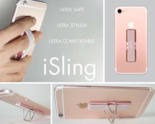 iSling -- Ultra Comfortable, Secure &amp; Stylish Cell Phone Holder and Tablet Holder Sling Grip and Stand for All Mobile Devices (Rose Gold)