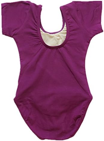 Balletgirls Kids Girls' Rhythmic Gymnastics Short Sleeve Leotard For Dark Purple 6T Size
