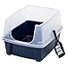 Open-Top Large Pet Cat Kitty Litter Box Pan with Shield Enclosure and Scoop New