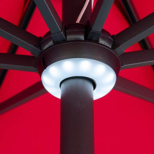 image for DOIT 9ft Solar LED Lighted Patio Table Umbrella with Crank and 8 Ribs,