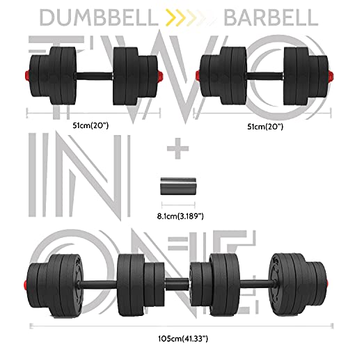 NBJstar Adjustable Dumbbells Sets, 2 in 1 Dumbbell Barbell Set, Free