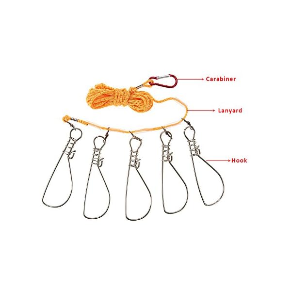 Lixada-5-Snaps-Stainless-Steel-Fish-Stringer-Rope-Lanyard-Fish-Lock-Fishing-Accessories-Tackle-Tool