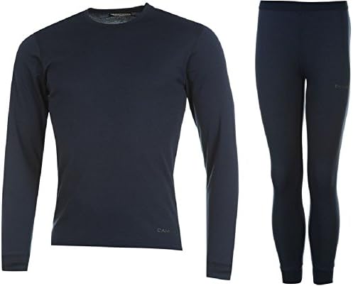 Campri Mens Sports Base Layer Thermal Underwear Top & Pant Set (large, Navy)