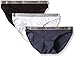Calvin Klein Women's 3 Pack Logo Cotton Bikini Panty, Black/White/Stone Lead, Large