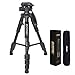ZOMEI 65” Camera Tripod Compact Light Weight Travel Aluminum Camera/Phone Tripod for Canon Nikon with 2PC Quick Plates and Universal Phone Mount 11 lbs Load (Black)