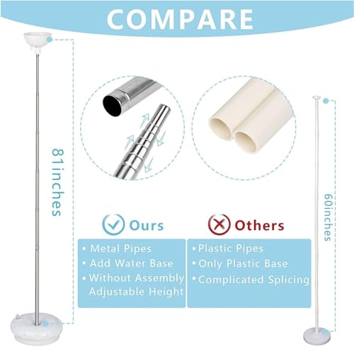 AM ANNA Balloon Column Kit Set of 2, Metal Adjustable Balloon Stand 8ft Balloon Tower Stand Kit with Base for Floor, Balloon Stand Kit Decorations for Baby Shower Graduation Birthday Wedding Party