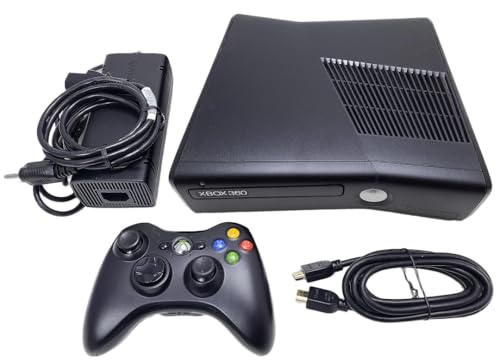 Xbox Microsoft 360 S Slim Console Bundle – Black 4GB System - Includes Controller, and Up to Date HDMI & Power Adaptor – Ready-to-Play Disc Gaming Kit! (Renewed)