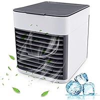 MOSFiATA Mini Portable Air Conditioner, 3 in 1 Personal Air Cooler AC Air Conditioner Purifier with 3 Speeds Fan 7 Colors LED Sleeping Lights for Room Indoor Office Bedroom Living Room