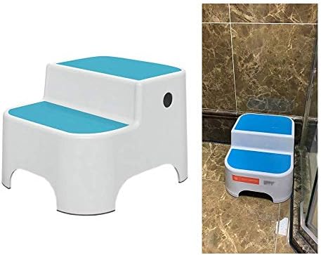 子供用デュアルハイト2ステップスツールチェア 幼児用多用途ダブルステップスツール 滑り止めチャイルズフットスツール トイレトレーニング用の幼児用スツール およびバスルームまたはキッチンでの使用 カラー ブルー Lovinghh Com