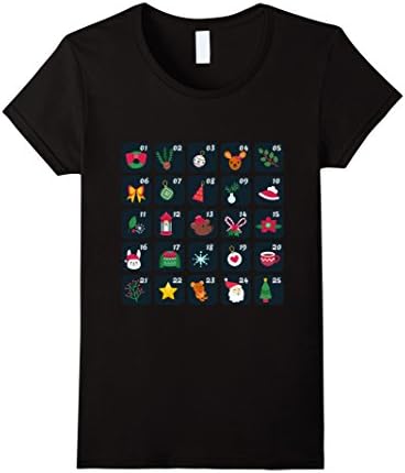 Womens Christmas Advent Calendar T-Shirt Large Black