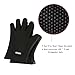 Silicone Oven Mitts Set including Kitchen Oven Gloves, Pot Holder and 1 Pastry Brush for Baking and Bbq Heat Resistant (Black)