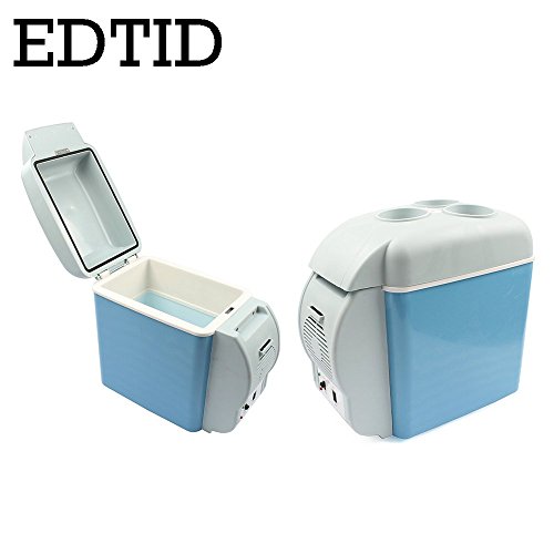 EDTID Mini Car Fridge Portable Auto household Refrigerator Travel Truck Cooler Box Freezer Office Home Food Warmer 7L (Car and Home use 220V)