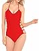 Womens One Piece Sexy Plunge Neck Strappy Swimsuit Swimwear Monokini (X Large, Strappy Red)