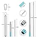 Collapsible Reusable Straws Stainless Steel, Telescopic Metal Straws Drinking Straw with Portable Travel Case, Keychain, Cleaning Brush, Silicone Tips, 2 Pack (Royal blue & Silver)