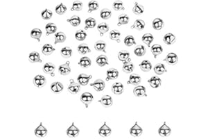 LASSUM 200PCS 8mm Jingle Bells Small Bell Mini Bells for DIY Bracelet Anklets Necklace Knitting/Jewelry Making (Silver)