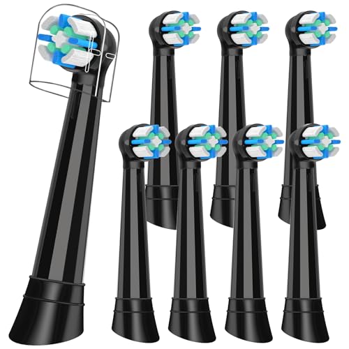 8 Replacement Heads Compatible with Oral B IO 3N/3/4/5/6/7/8/9/10 Series Electric Toothbrush IO, Compatible with Oral B IO for Good Cleaning and Protection of Teeth (Black)