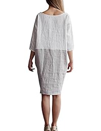 Famulily vestido de camisa suelta de dos tonos, con bolsillos, mangas grandes, 3 y 4 colores