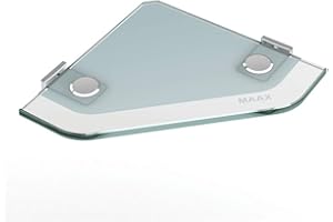Maax 10060311 Utile Wall-Mount Frosted Corner Glass Shelf in Chrome, Grey