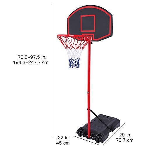 WAFJAMF Portable Basketball Hoop Height Adjustable Basketball Stand System for Youth Teenager