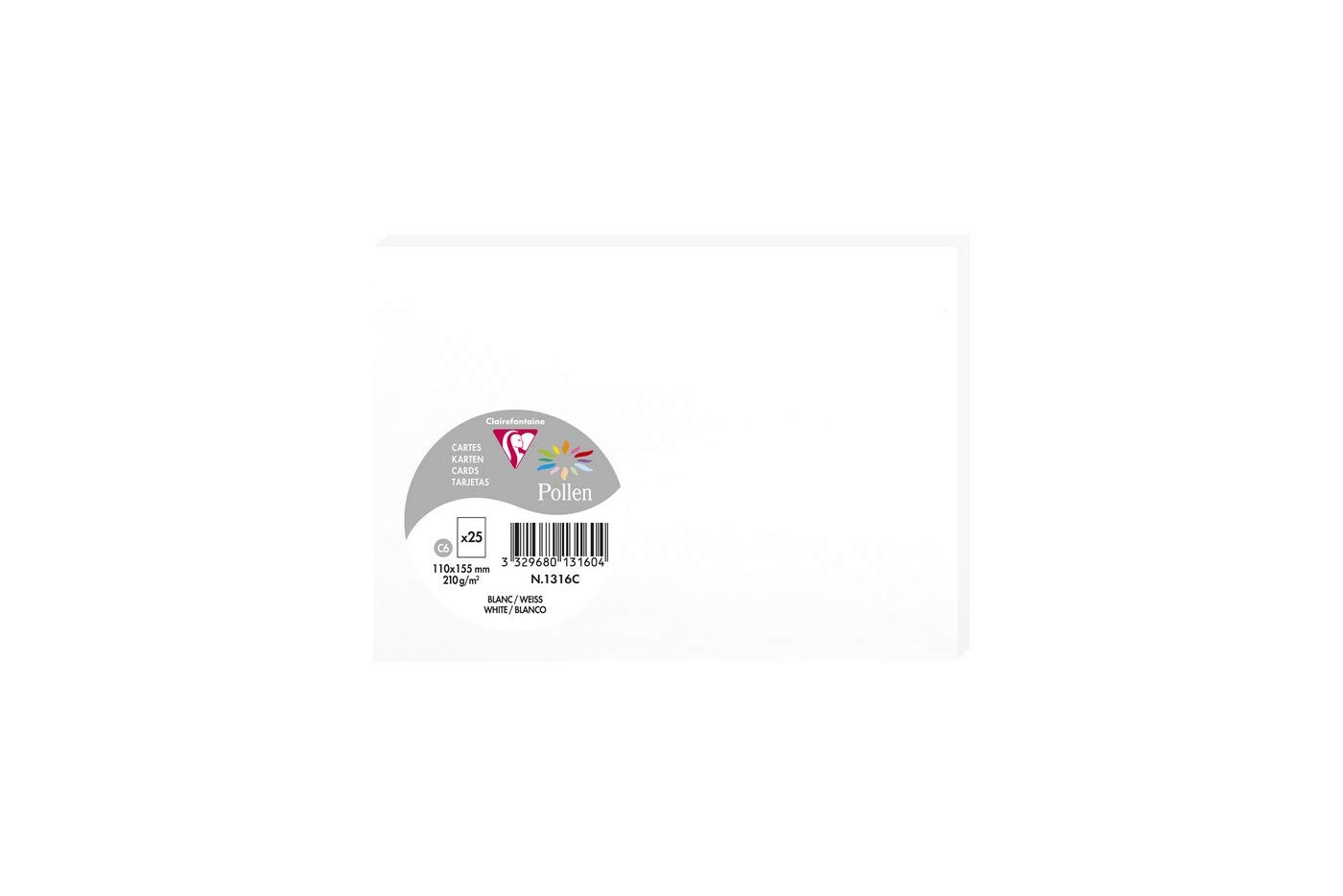 Clairefontaine 1316C Pack of 25 Plain Cards Format C6 11x15,5cm 210gsm Colour White Invitation Cards Events Correspondence Pollen Range Premium Paper Smooth — image 1