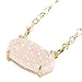 ZENGORI 1 Pcs Gold Plated Hexagon Natural Agate Titanium Druzy Claw Connector Pendant Necklace AB Color