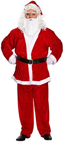 Mens Regal Plush Santa Costume Suit Red Adults Christmas Costume with Belt