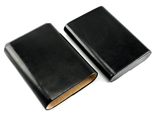 Skyway Avery High Capacity Leather Cigar Case Holder with Cedar Lining - Black