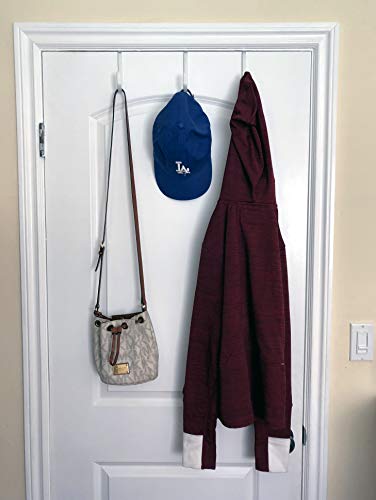 Tetra-Teknica EDH-6P Vinyl Coated Over The Door Hook Fits Doors up to 1⅜ Inch Thick, 6 per Pack, Color White - Thumbnail 2