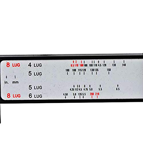 Crazy stone PCD Ruller Stud or Rim Bolt Measuring Tool PCD Ruler 4 5 6 8 Holes Lug Bolt Pattern Gauge (Black)