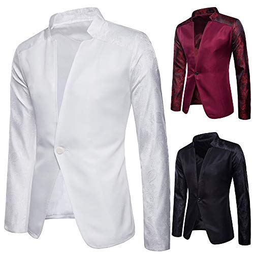 Fashion Charm Casual One Button Fit Suit Blazer Coat Jacket Top Men White