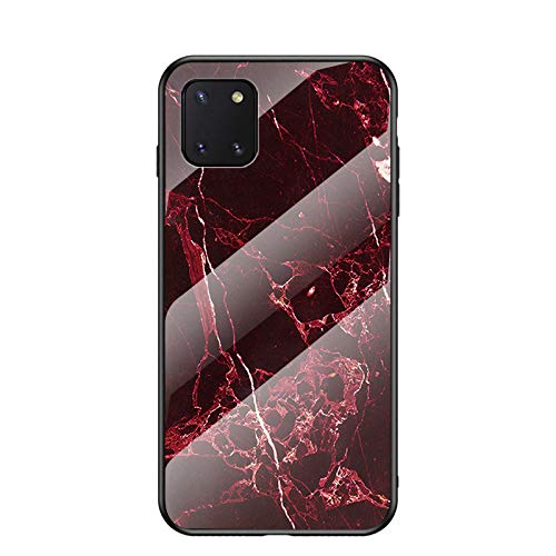 SHIEID Case for Samsung Galaxy Note 10 Lite Case,Marble Clear Tempered Glass Case Soft Silicone Phone Cover Case Suitable for Samsung Galaxy Note 10 Lite-Red